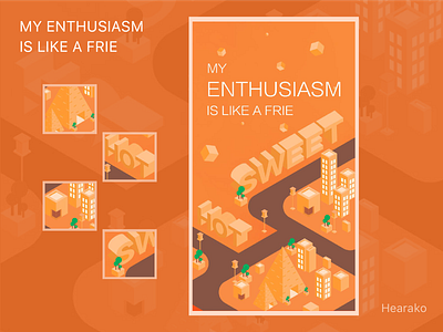 Enthusiasm 2.5d design drawing illustration poster ui