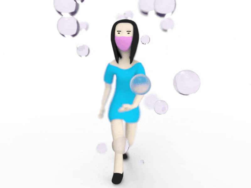 Bubble Dance 3d animation bubbles cg character cinema4d dance girl mixamo redshift redshift3d