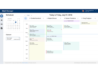 Medi Manager Schedule agenda appointment calendar invision schedule studio ui ux web