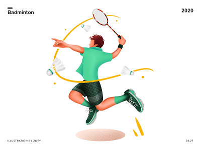 Badminton art badminton boy character design digital illustration sport