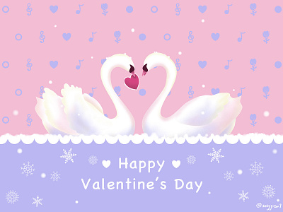 Happy Valentines day design illustration love swan valentine