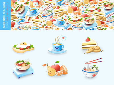 Daily Food Taste Good branding breakfast cake coffee food icon illustration noodle