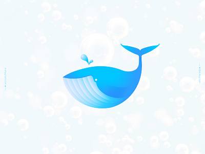 Blue Whale animal design gradient illustration logo logodesign water whale