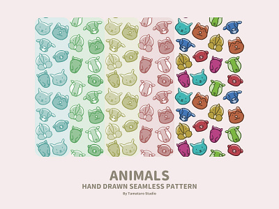Hand-drawn Seamless Pattern : Animals animals background cat chicken children colorful cow cute design dog handdrawn horse icons illustration pattern pig seamless sheep vector wallpaper