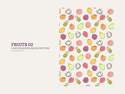 Hand-drawn Seamless Pattern : Fruits 02