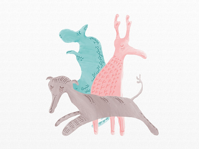 The pattern turned into another form 2d animals blue brown children color digital green illustration pink