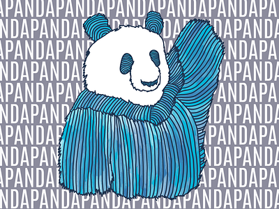 Panda 1 in Blue animal animals blue color cute design drawing funny illustration kids linedrawing panda popart typography watercolor