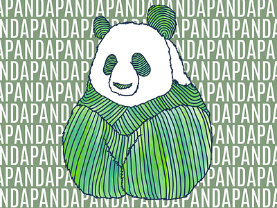 Panda 2 in Green animal animal art animal character animal illustration animals color cute design digital drawing funny green illustration kids linedrawing panda typography watercolor