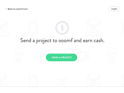ooomf — Refer projects, earn cash clean landing page minimal ooomf simple