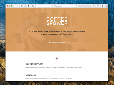 Coffee & Power coffee crew foursquare list side project wifi