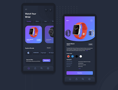 Watch Your Wrist Online watch store - Mobile app adobe xd app branding design interface design ui ui ux design ux