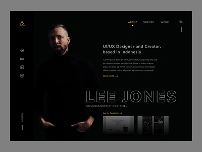 Dark Concept for Portofolio Design black dark theme dark ui dashboad designer designui designweb homepage landingpage portofolio ui uiux uiuxdesign uiuxdesigner user interface design userinterface uxdesign uxdesignmastery website concept website design