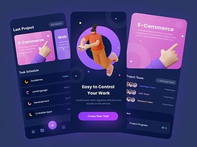 Work Management Apps apps creative dark dark ui illustration management management app mobile mobile apps mobile design task ui uidesign uiux userinterface ux work