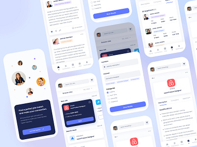 Job Search Platform Mobile App app clean connection finder ios ios app jobs mobile mobile app typography ui ux