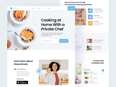 Cooking Class Landing Page Concept chef clean cooking cooking app cooking class ecommerce food food landing page food website foodie homepage landingpage mockup restaurant stayhome ui ux webdesign website