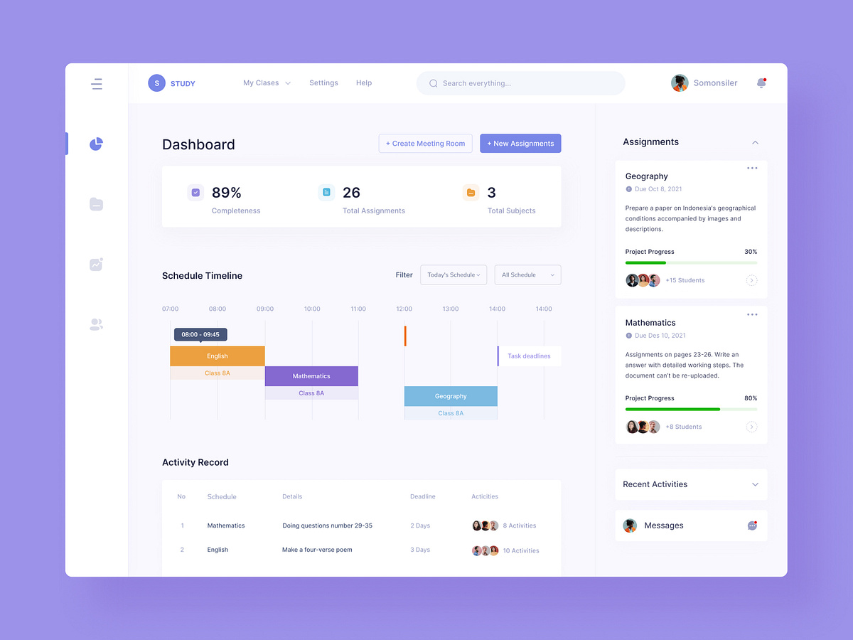 E-Learning Dashboard 🎉 by Mustofa Amar on Dribbble