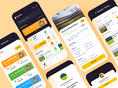 Sport Facilities Platform Showcase - Sahabu app app design booking app clean ui football football app ios ios mobile mobile app mobile design mobile ui reservastion app soccer soccer ball app sports sports app