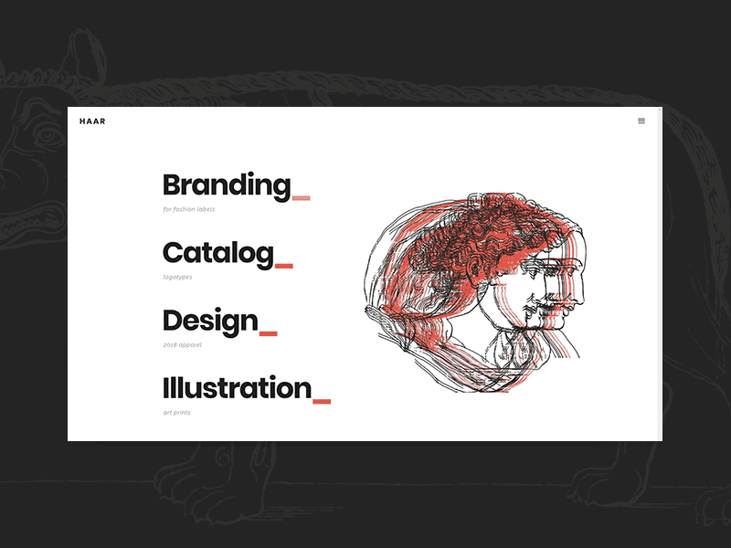 HAAR - Interactive Links art bold bold color creative design illustration interactive logo portfolio red template ui ux vector web webdesig wordpress