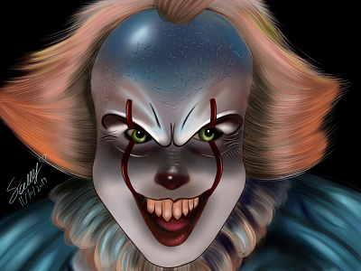 pennywise Scary Clown "it" movie digital digital painting digitalart painting