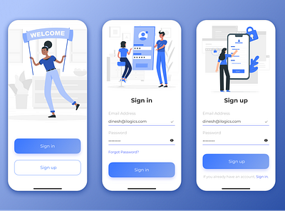 Sign in / Sign up Wallet APP app design illustration minimal mobile app mobile app design mobile ui sign in sign up ui