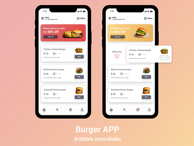 Burger APP app burger app delivery app design food app food delivery app illustration minimal mobile app mobile app design mobile design mobile ui ui ux