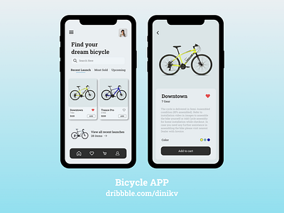 Bicycle APP app bicycle bike buy cycle cycling design illustration minimal mobile app mobile app design mobile design mobile ui order online shop shopping app ui ux