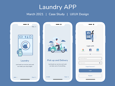 Laundry APP | Case Study | UI UX app casestudy design illustration minimal mobile app mobile app design mobile design mobile ui prototype report ui ux