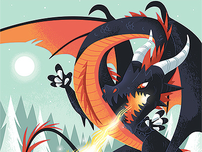 Black Dragon Magic dragon illustration knight vector