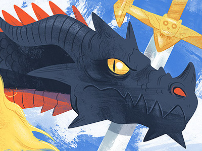 Villain dragon fantasy illustration sword