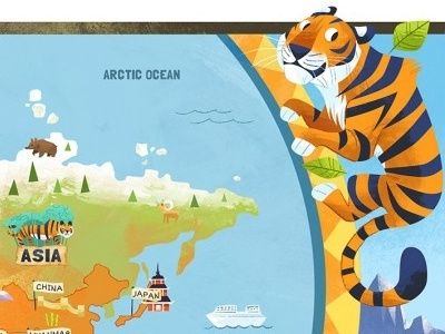 Wild Map illustration map tiger