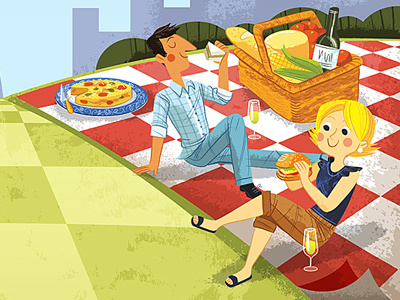 Picnickers food illustration picnic vector