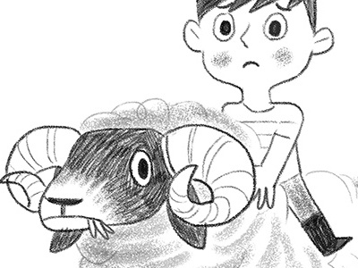 Spotted 2 boy ram sheep sketch