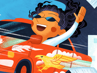 Vrrooooom car girl illustration