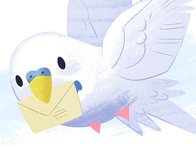 Pippin the mail-budgie bird budgie illustration