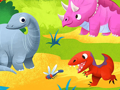 Dinosaurs dinosaurs dragonfly illustration