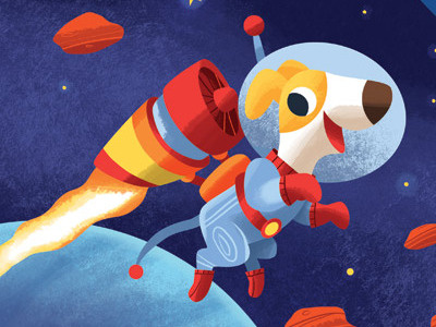 Space Dog dog illustration outer space rocket