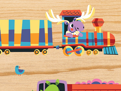 Moose Train illustration moose pidgeon train