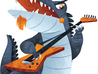 Fieldsy crocodile guitar illustration metallica