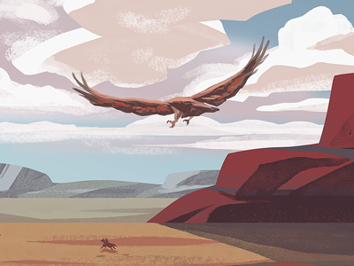 Desert Dangers art eagle illustration western