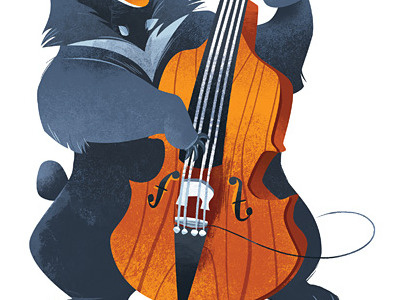 Bass bear double bass illustration jazz