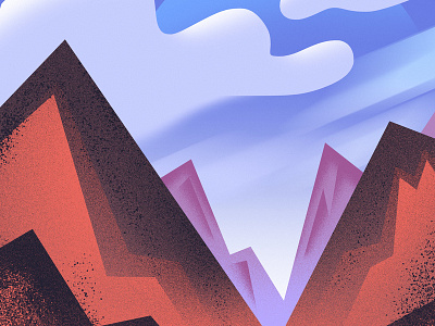 Red Mountains art clouds cute illustration landscape mountain sky