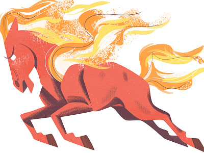 Fire Horse animal art cute fire horse illustration kitlitart