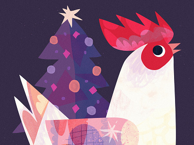 Chickmas art birb bird chicken christmas christmas tree cute festive holidays illustration tree
