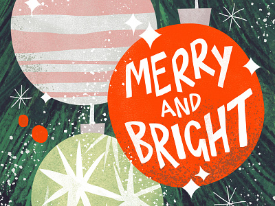 Merry and Bright art bauble christmas christmas ball christmas card cute festive holidays illustration merry christmas photoshop winter