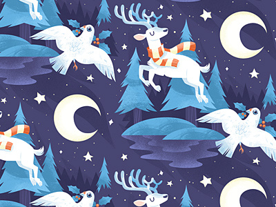 Merry Christmas! christmas dove illustration pattern reindeer
