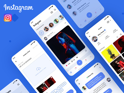 Instagram Redesign blog chat homepage icon icons sets images instagram instagram banner instagram post instagram stories instagram template message neomorphism look notification profile social social media social media design