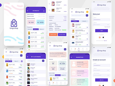 Bingo Shop application bingo shop branding customers dashboard design home homepage list login mobile dashboard online payment online selling online shopping order payment product product list sign up ui