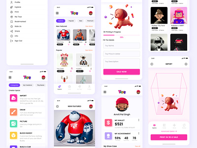 TOYS 3d 3d desig 3d print 3d toys app icon application branding design homepage icon illustration logo me ui ux designer meuiuxdesigner pink toys ui ui kit ui set vector