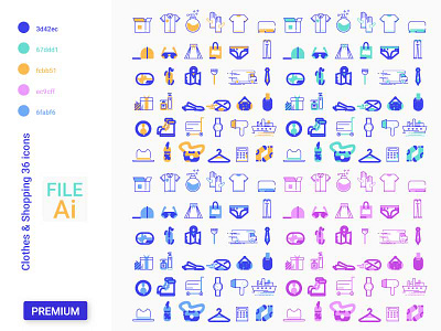 Cloths & Shopping 36 Icons