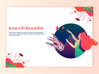 Keep Life Beautiful nature nature illustration template social media woman green